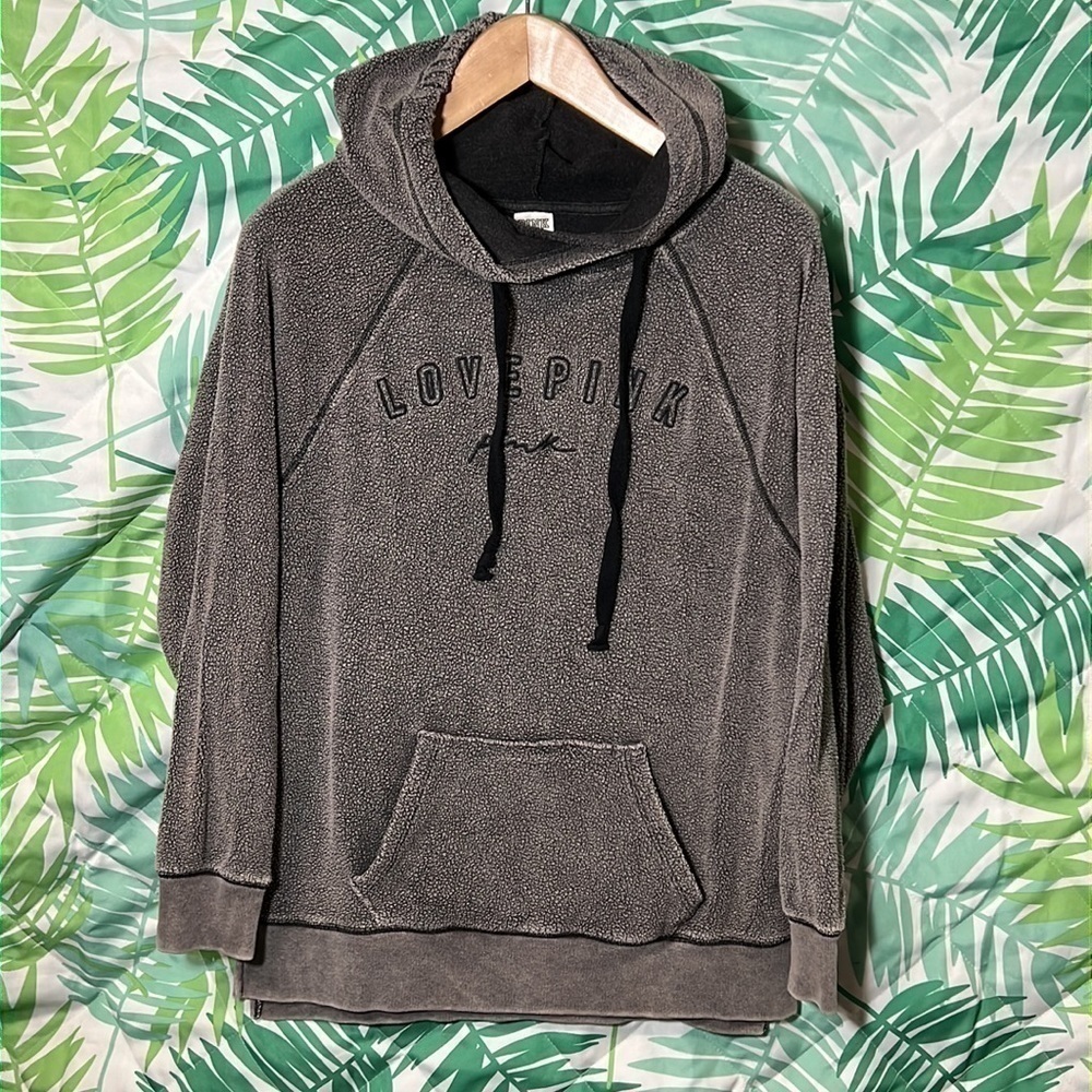Love pink pullover hoodie | inside out style | gray size small